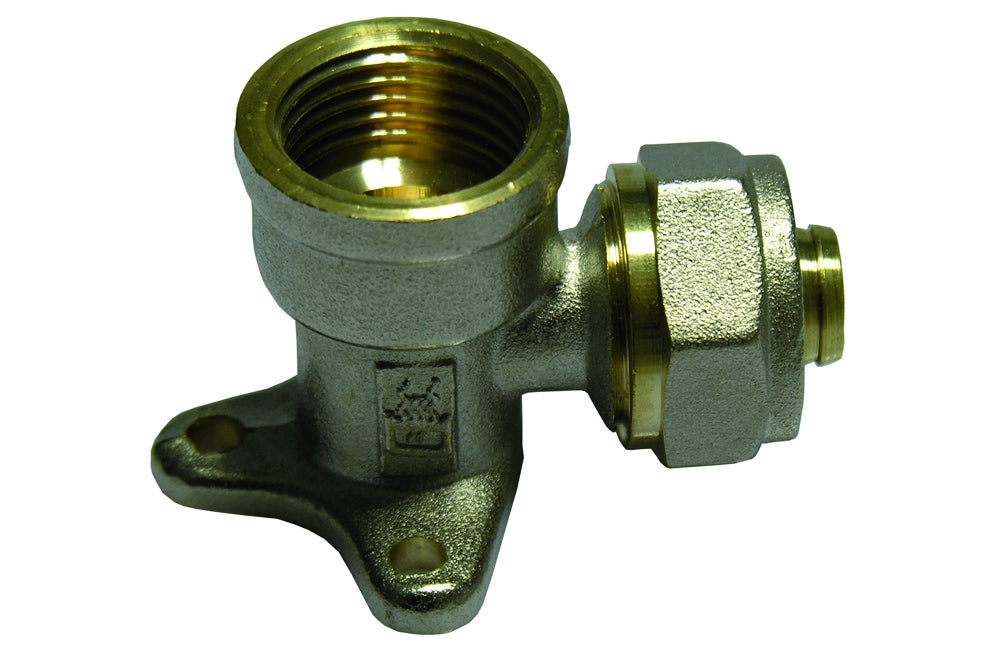 RACCORDO CURVO FEMMINA CON FLANGIA A 3 FORI DFX PER MULTISTRATO- Diam. 3/4 x 20  -CONF- FAIDF- pezzi 1