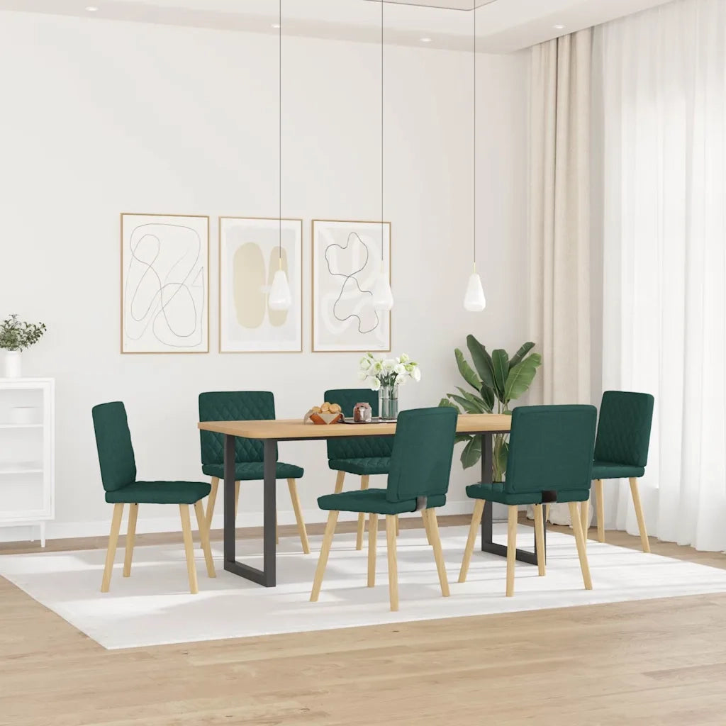 Sedie da Pranzo 6 pz Verde Scuro in Tessuto 3315496