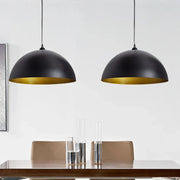 Lampada a Sospensione 2 pz Altezza Regolabile Semisferica Nera 241113