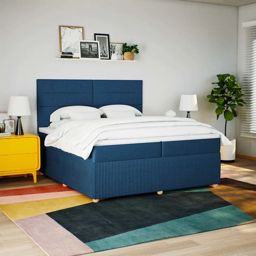 Giroletto a Molle con Materasso Blu 200x200 cm in Tessuto 3292169