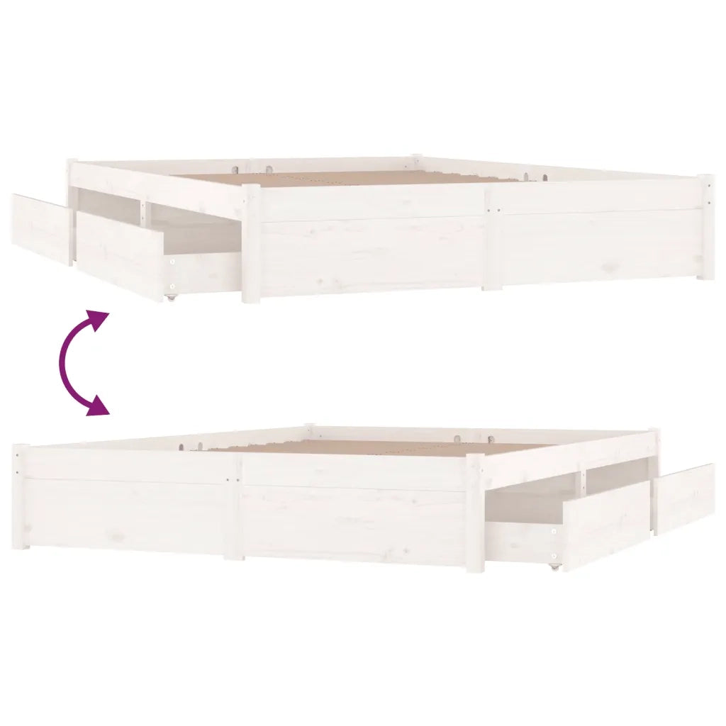 Giroletto con Cassetti-Struttura Letto con contenitore Bianco 180x200 cm Super King