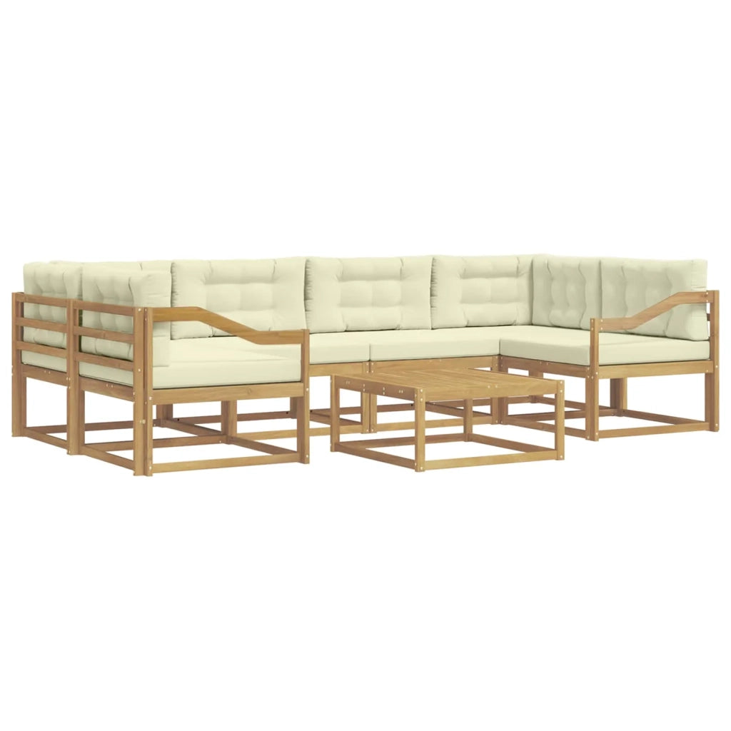 Set di divani da esterno con cuscino 5 pcs Bianco e Crema