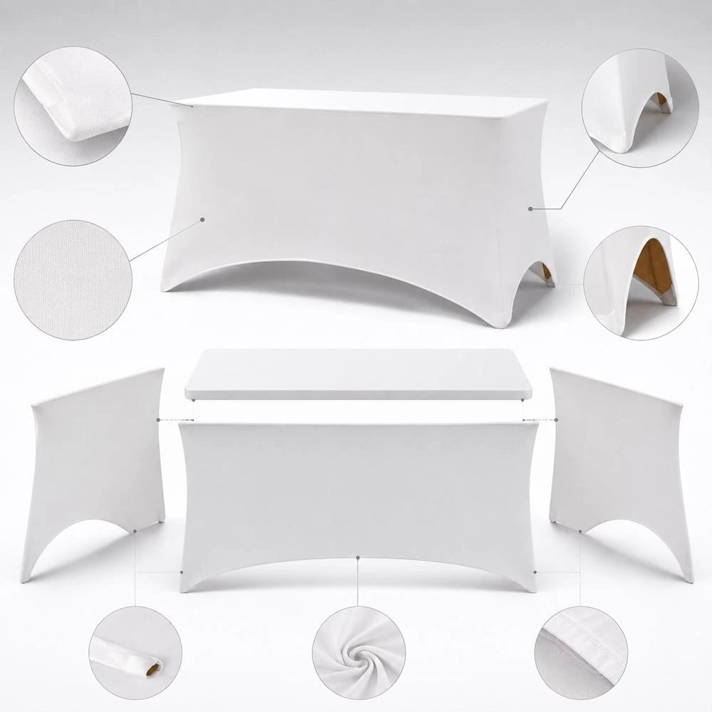 Stretch Table Cover, 2 Pieces, 120 X 60.5 X 74 Cm, White