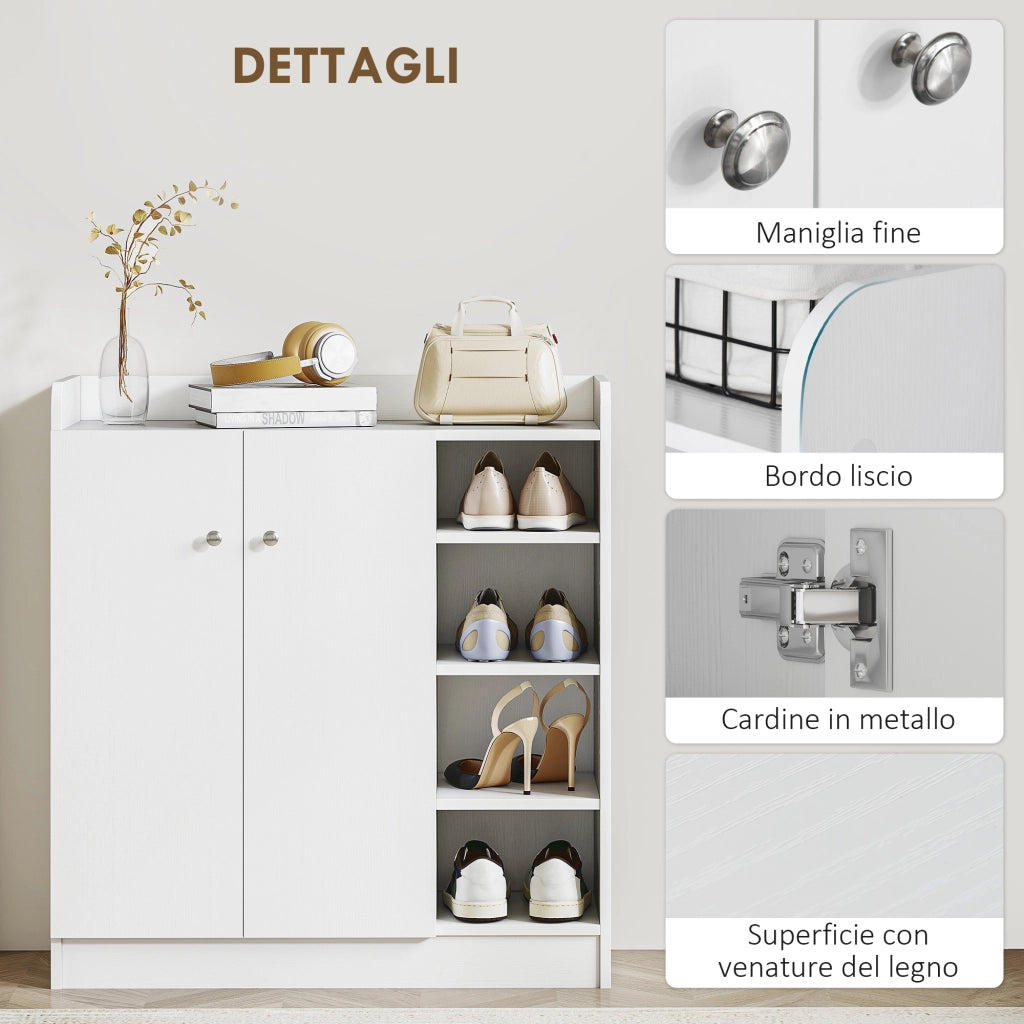 Scarpiera con Armadietto e Ripiani Aperto ¨C zephmum ¨C Bianco 83x30x90 cm