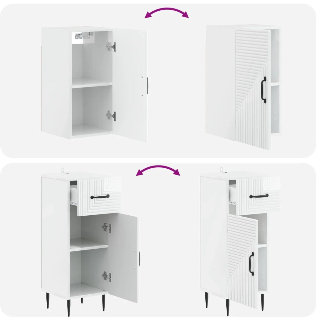 Set di Mobili da Bagno da 4 Pezzi HAARLEM Bianco Lucido 3417940