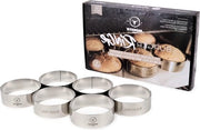 Set di servizio per hamburger - 6 pezzi - acciaio inossidabile 100% - dimensione XL - anello per hamburger - servizio da hamburger.