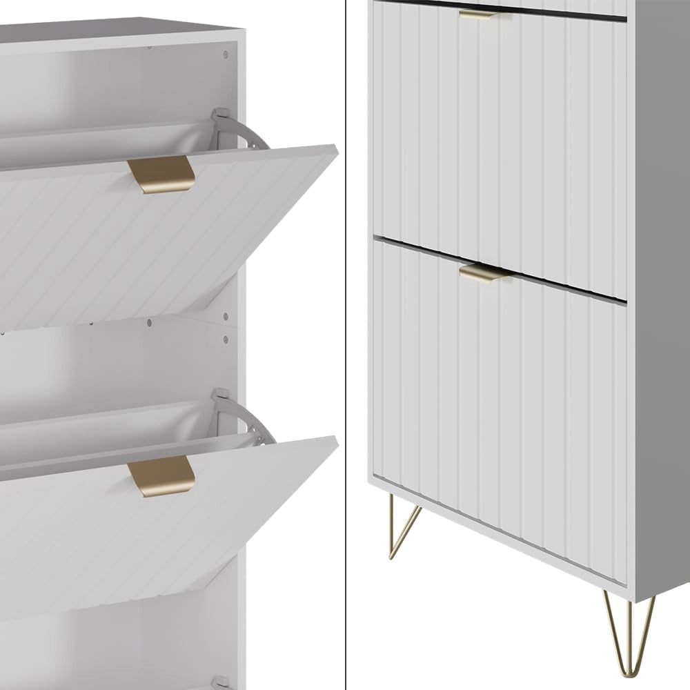 Armadio per le scarpe Helge, Bianco, 60 x 128.5 cm 3 scomparti, per la conservazione e l’organizzazione delle scarpe nell’ingresso