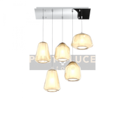 SOSPENSIONE CROMO 5 LUCI RETTANGOLARE VETRI 1X ALPHA + 2X BETA + 2X GAMMA AMBRA 1176CR-S5 R ABG-AM