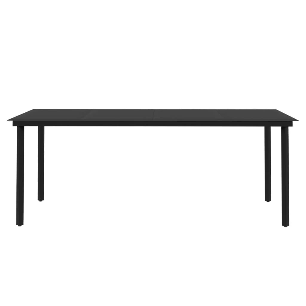 Set da pranzo da esterno 7 pezzi con cuscini resina intrecciata vetro nero 02_0014449
