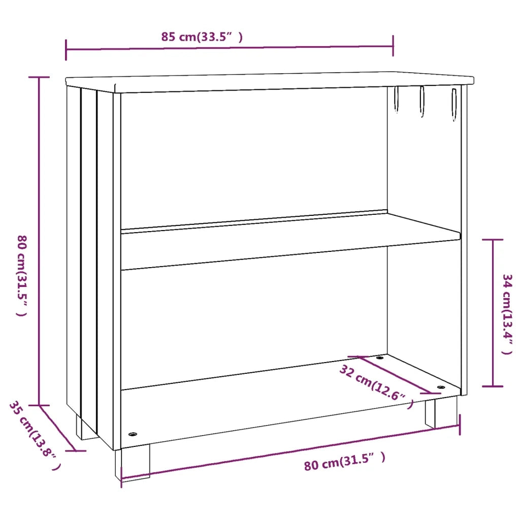 Credenza HAMAR Grigio Scuro 85x35x80 cm Legno Massello di Pino 340502
