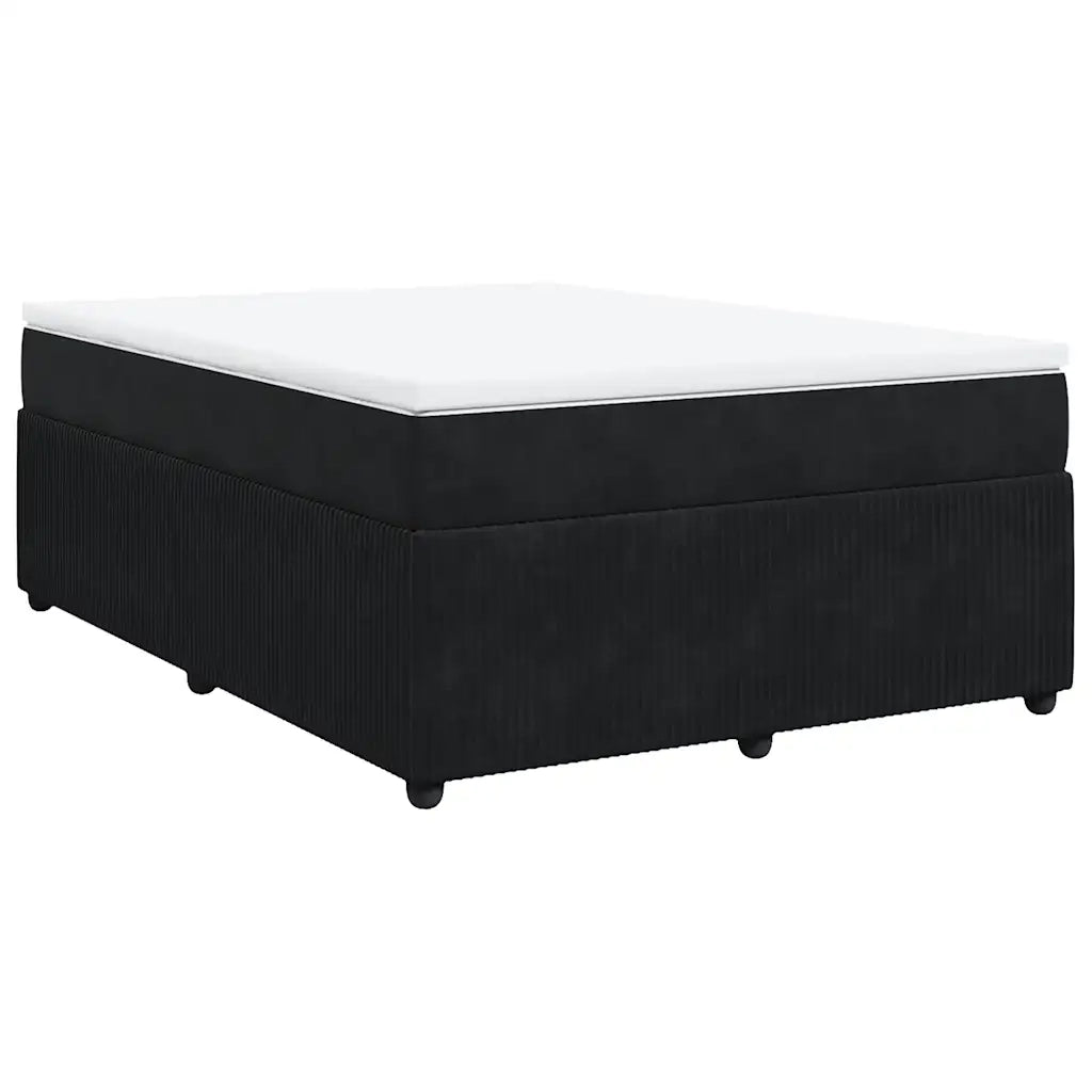 vidaXL Giroletto a Molle con Materasso Nero 160x200 cm in Velluto
