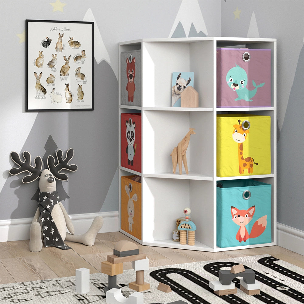 Vicco Libreria bambini Bianco 64 x 107.8 cm con 6 scatole pieghevoli opt.1