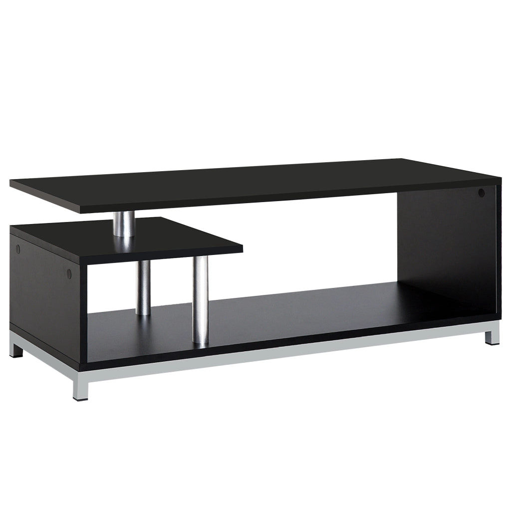 Easycomfort Mobile TV Moderno con Ripiano in Legno, Mobiletto Tavolino Basso da Salotto 114x40x40.5cm, Nero