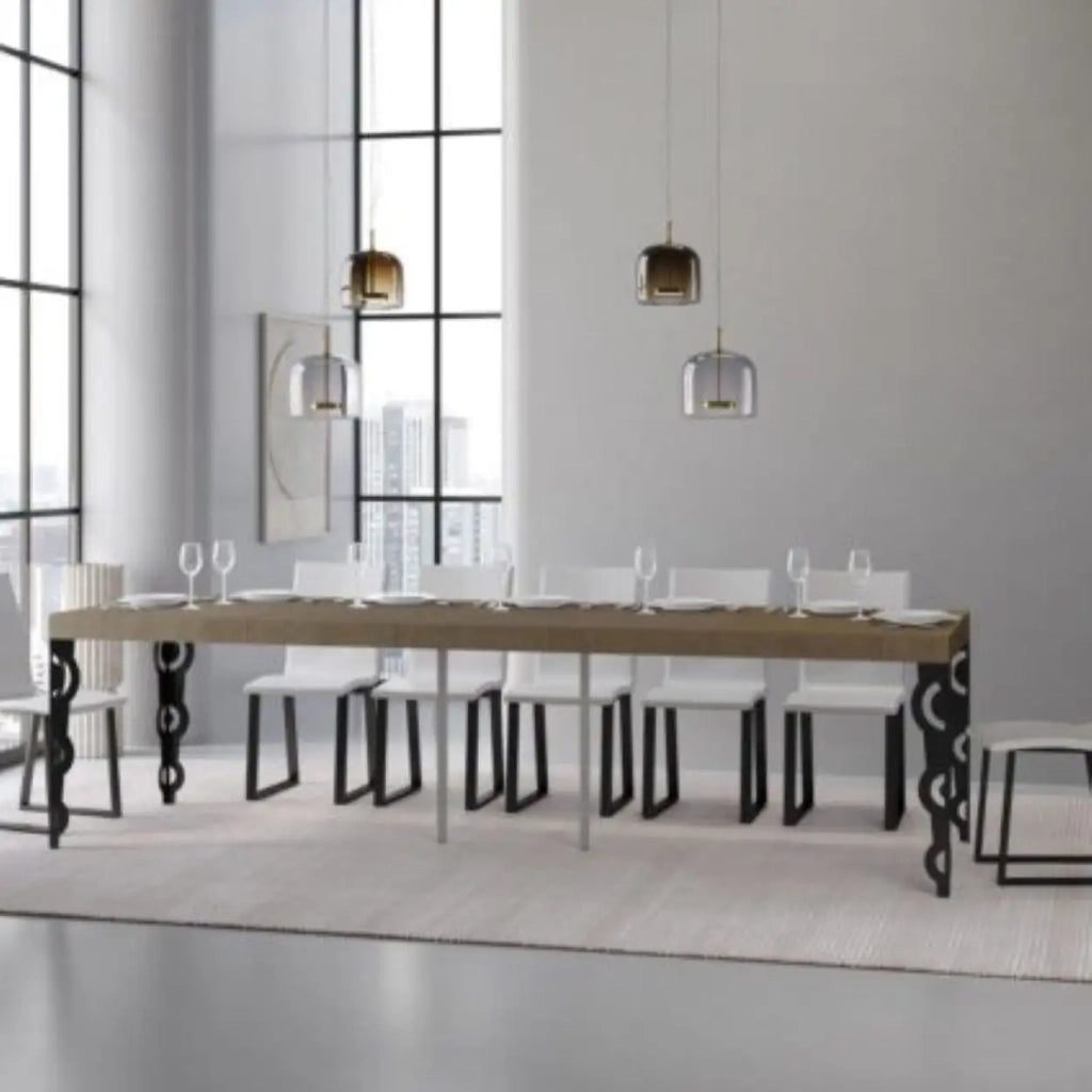 Consolle allungabile 90x40/300 cm Karamay Premium tortora gambe antracite