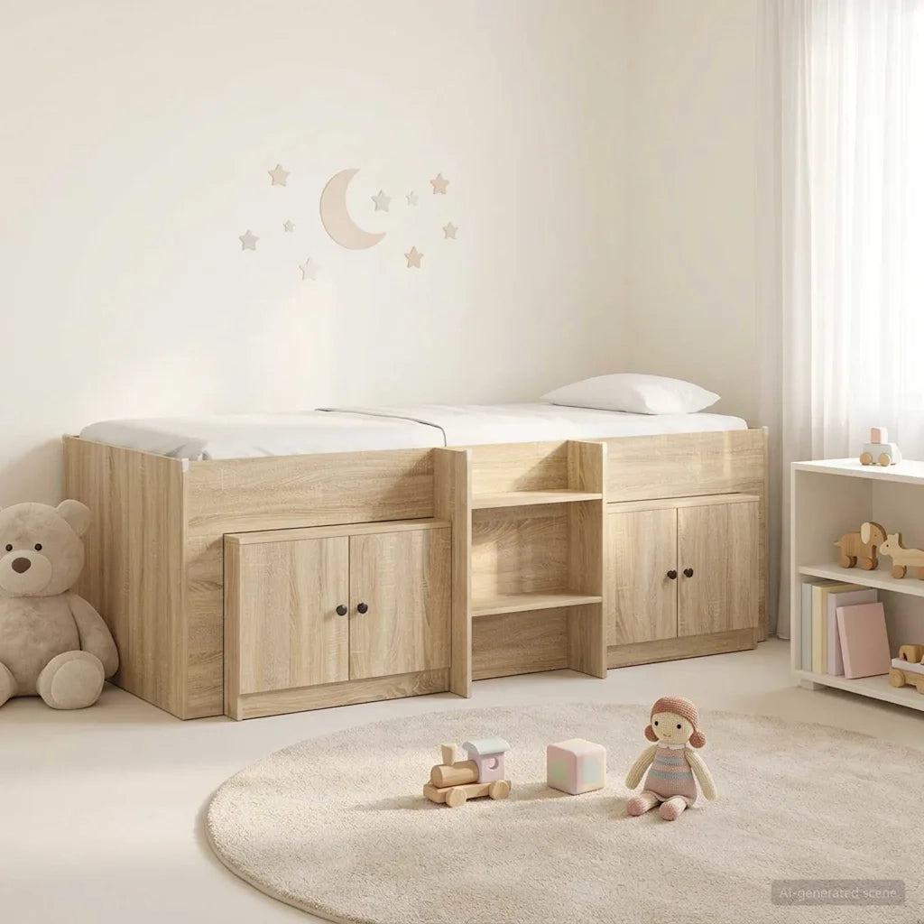Struttura Letto Loft con Mobile con porta 3 pz Rovere Sonoma 3423368