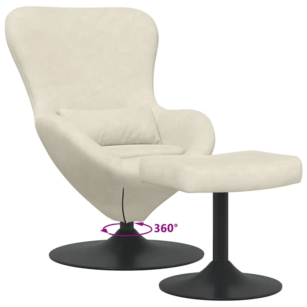 Poltrona | Sedia Egg con Pouf Crema Velluto