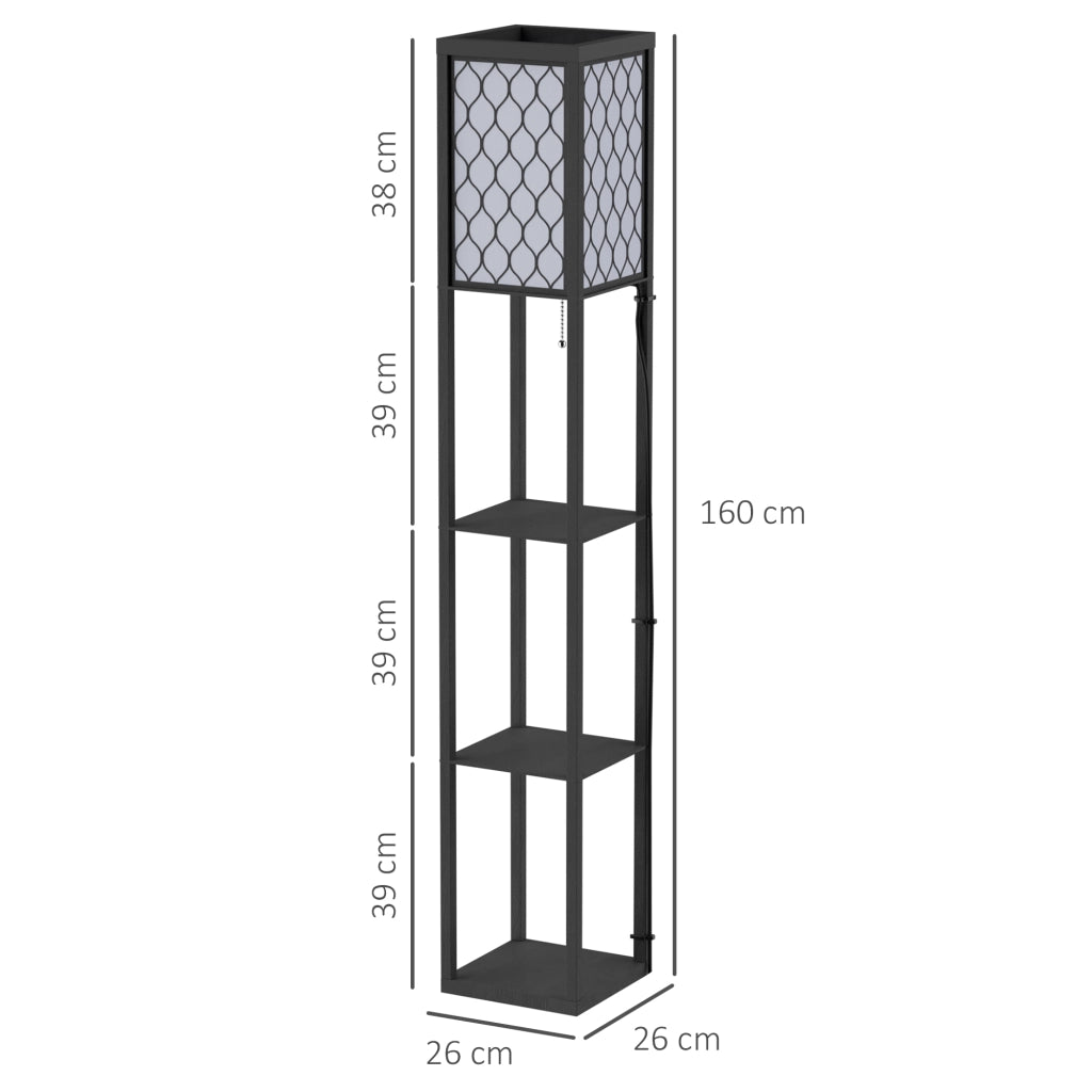 Lampada da terra con scaffale e attacco E27 ¨C zephmum ¨C nero