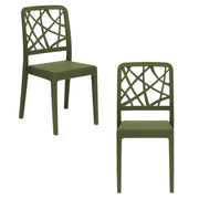 Set 2 sedie in polipropilene PENELOPE, 100% MADE IN ITALY, impilabile, resistente ai raggi UV, design moderno, ideale per sala da pranzo, cucina, sala d’attesa, bar, ristoranti o giardino, colore Verde Oliva