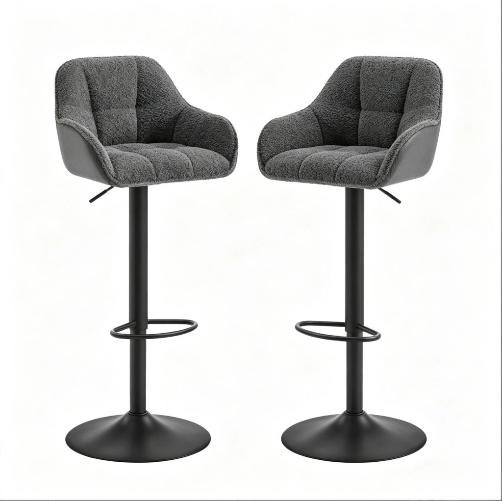 Set di 2 sgabelli da bar girevoli regolabili, grigio scuro
