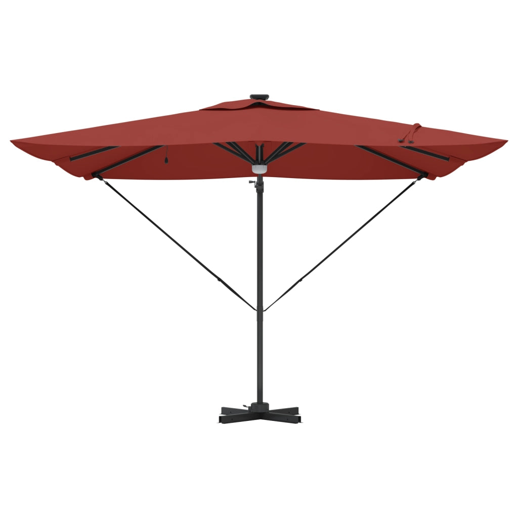 Ombrellone Roma a Sbalzo con LED Terracotta 286x285x270 cm Alluminio