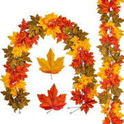 Set di 2 Foglie di Quercia Artificiale per Decorazione Autunnale, Bicchiere di Quercia, Decorazione per Casa e Giardino, Decorazione per Festa, Natale, Decorazione Autunnale, Giallo, 182cm