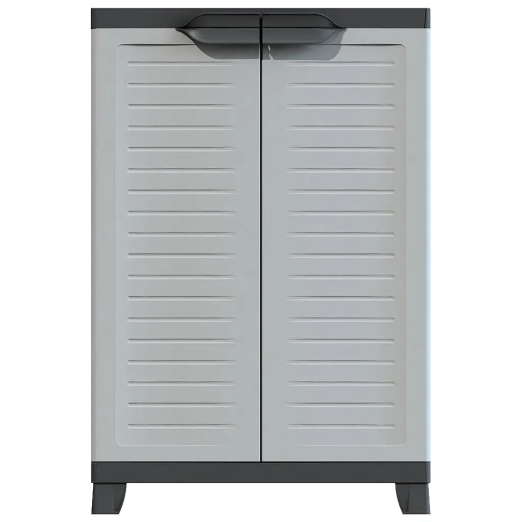 Mobile contenitore compatto 65 x 45 x 97 cm con 2 ante e 3 ripiani ufficio/garage plastica grigia 02_0046949