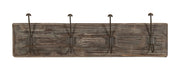 Biscottini Attaccapanni da parete in legno massiccio e ferro forgiato a mano finitura legno anticato 78x10x21 cm