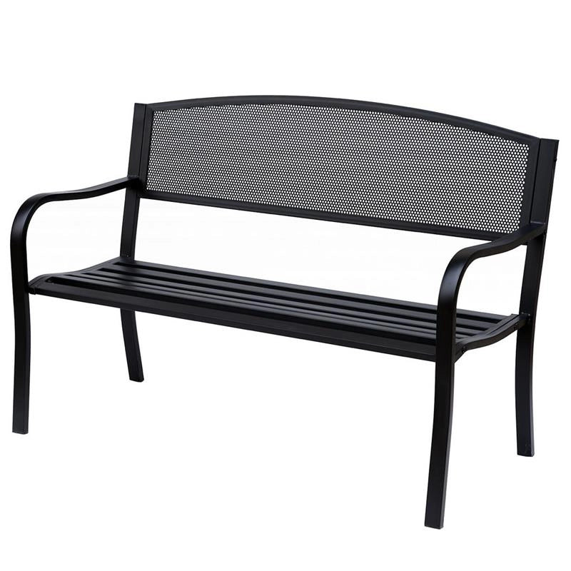 PANCHINA DA ESTERNO IN ACCIAIO, NERO, 127X60X85CM