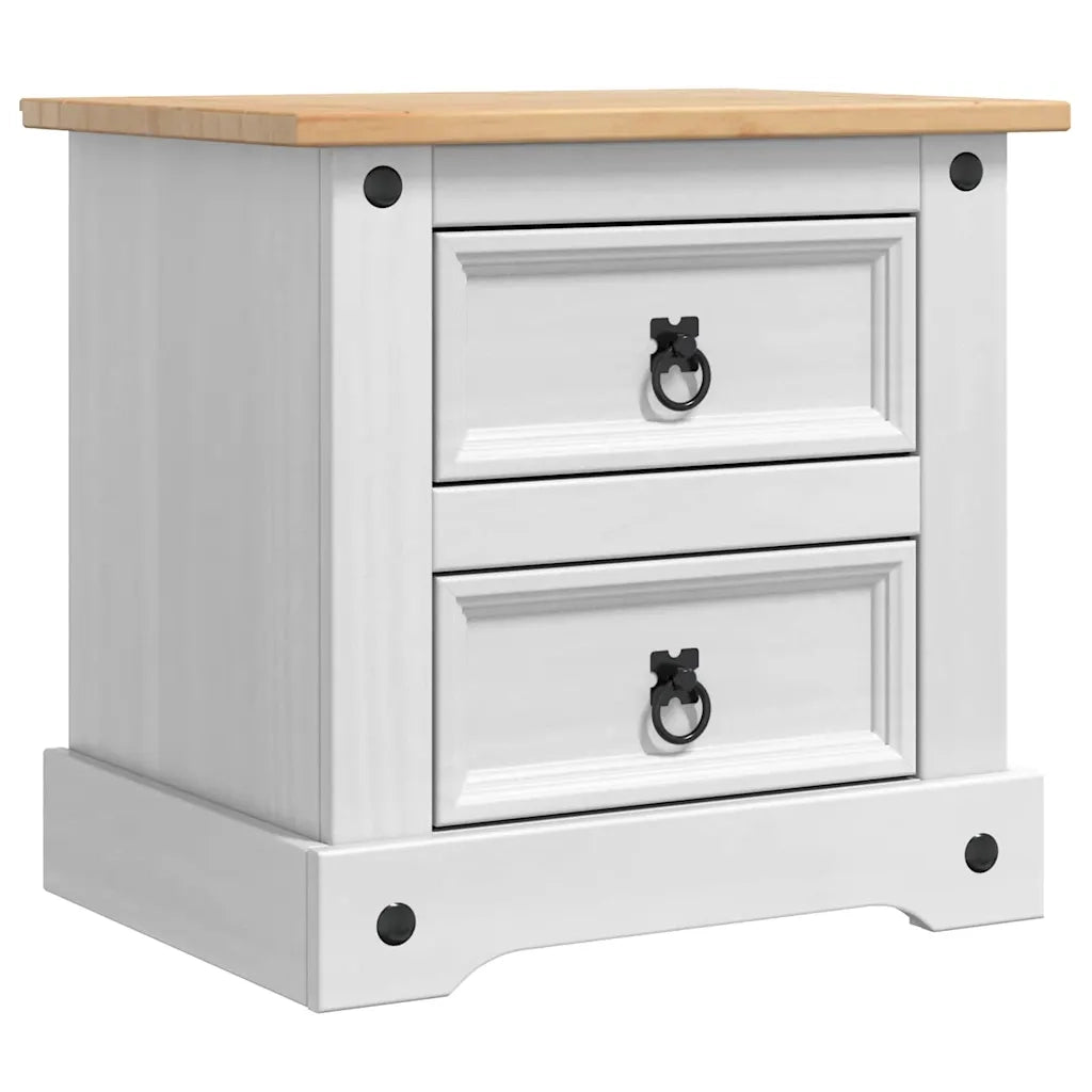 Comodino Corona Bianco 53 x 39 x 47 cm Pino massello 42021188