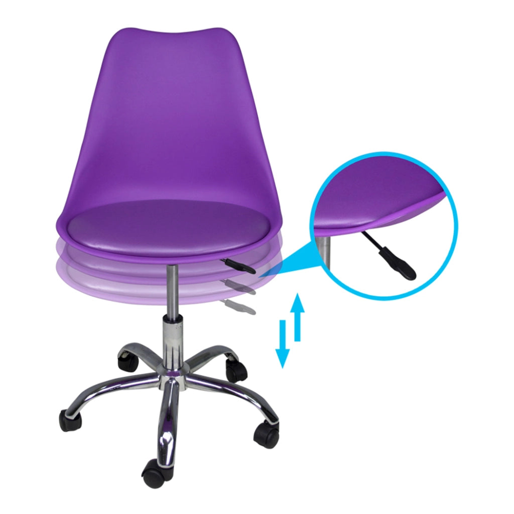 Sedia da ufficio girevole, sedia da scrivania viola con rotelle mod. SALLY SU34SAPM