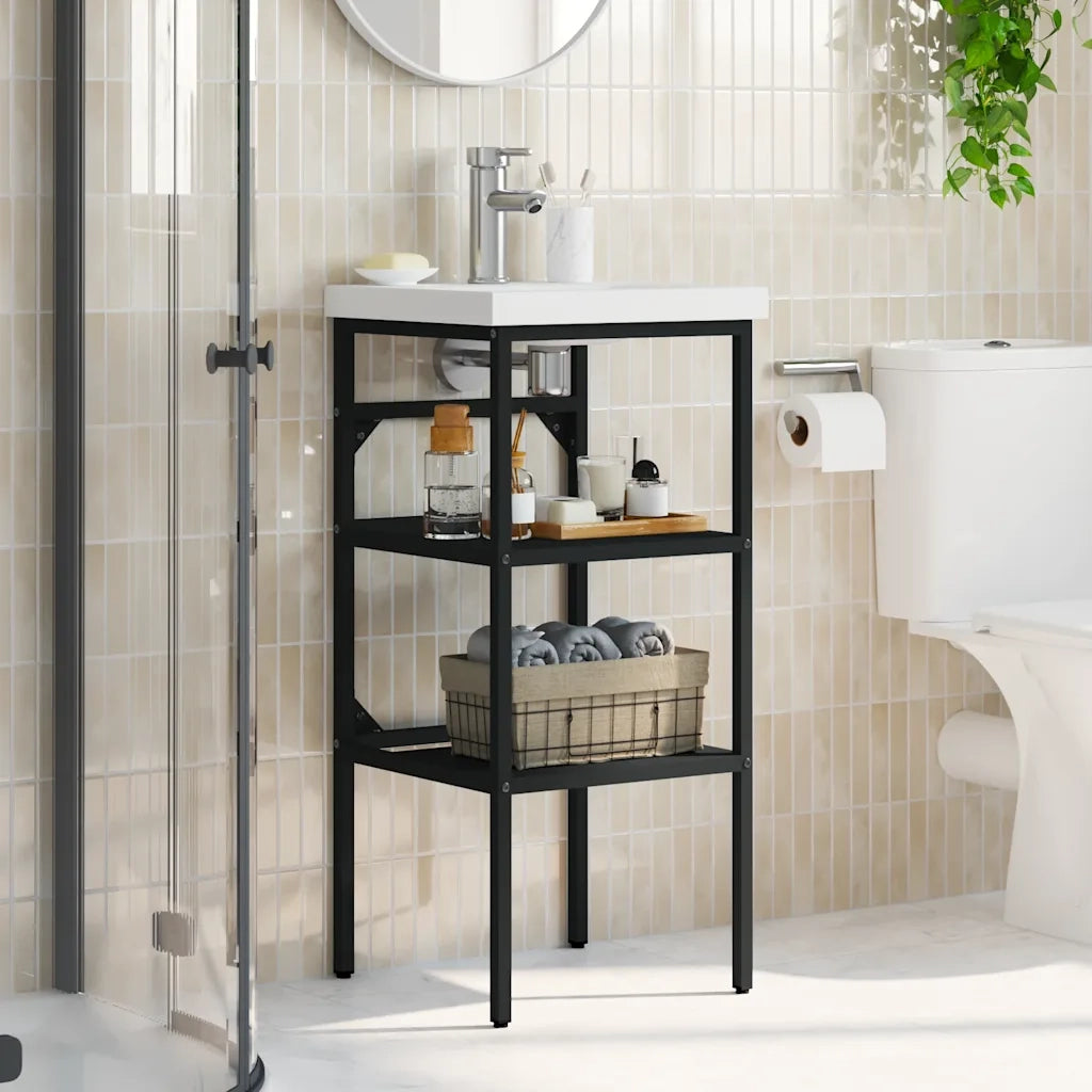 Struttura per Lavabo da Bagno-Mobile per bagno Nera 40x38x83 cm in Ferro