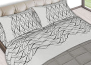Completo Lenzuola Letto In 100% Cotone Made In Italy Disegni Assortiti C.N - 2 Piazze - Perla Grigio