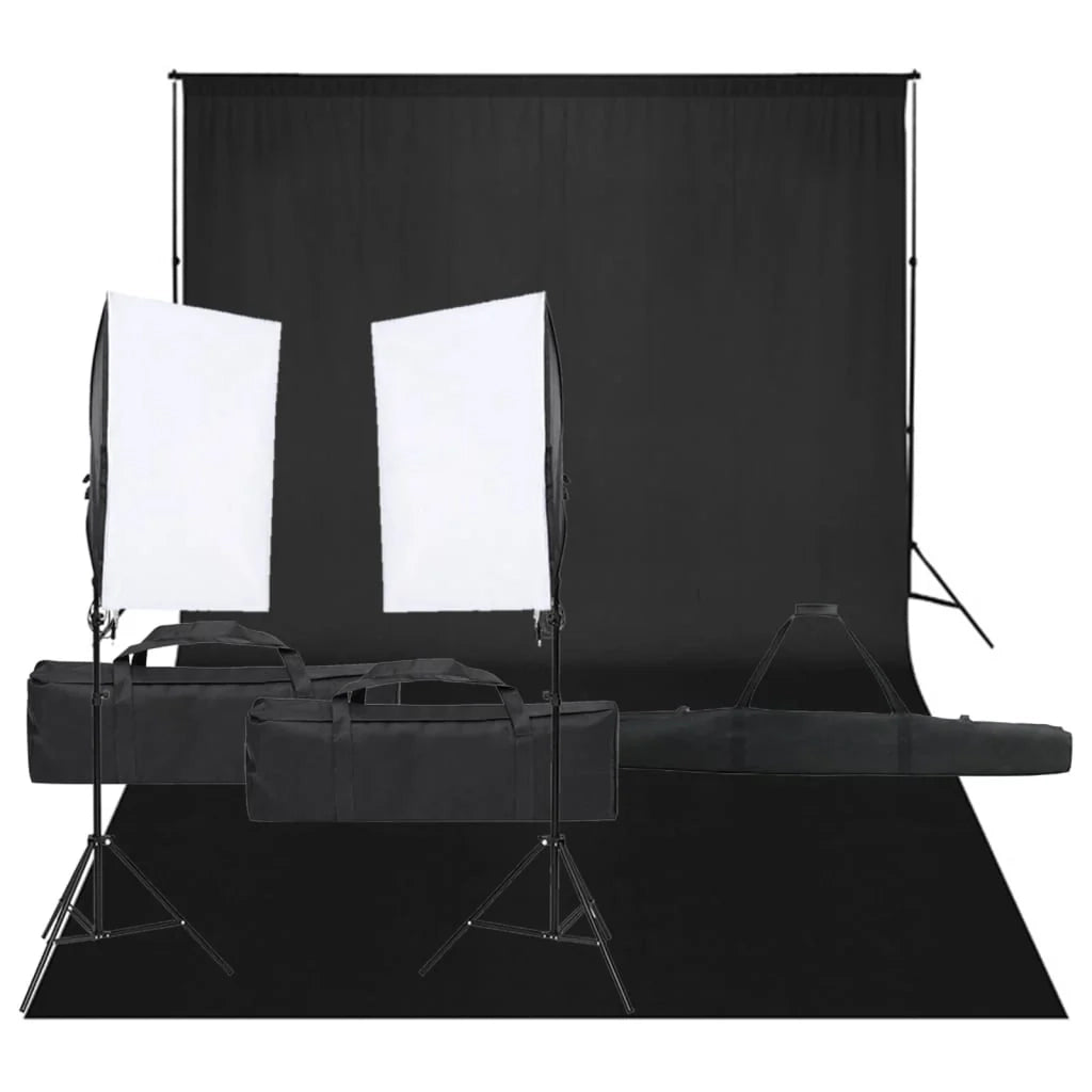 Kit per studio fotografico con illuminazione e fondale nero 02_0042426