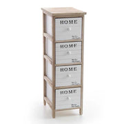 CASSETTIERA IN LEGNO DECORATA HOME COLORE BIANCO E NATURALE 26 X 32 X 80 CM