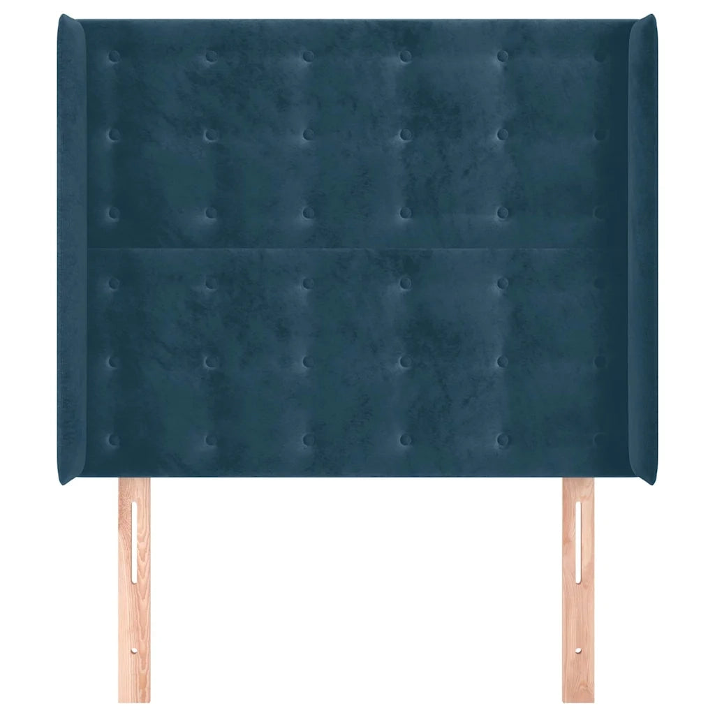 Testiera | Testata ad Orecchio Blu Scuro 83x16x118/128 cm in Velluto