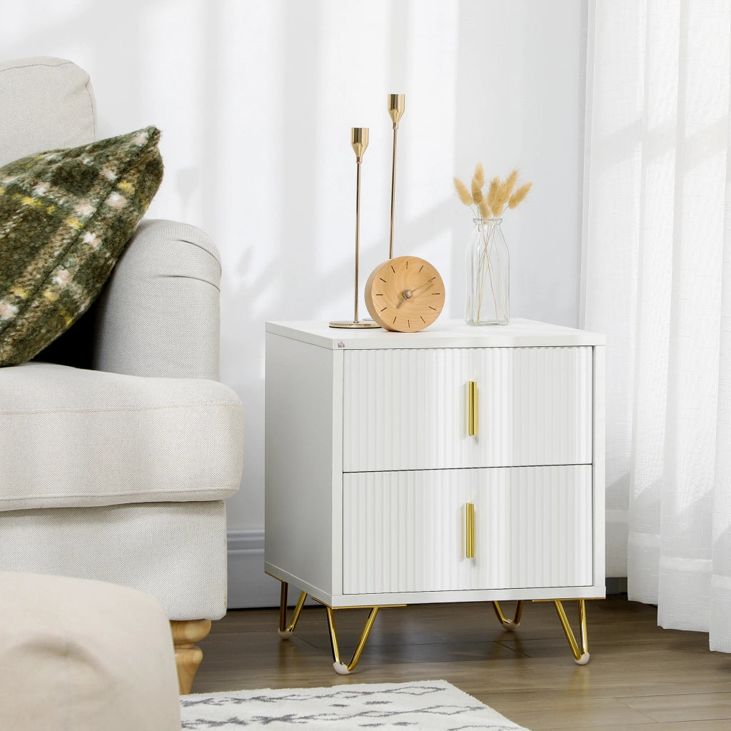 Comodino con 2 Cassetti ¨C zephmum ¨C Bianco Metallo 40x40x47 cm