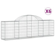 Cestini gabbioni recinzione a gabbia muro di contenimento ad arco 6 pezzi 200 x 30 x 60/80 cm ferro zincato argento 02_0040992