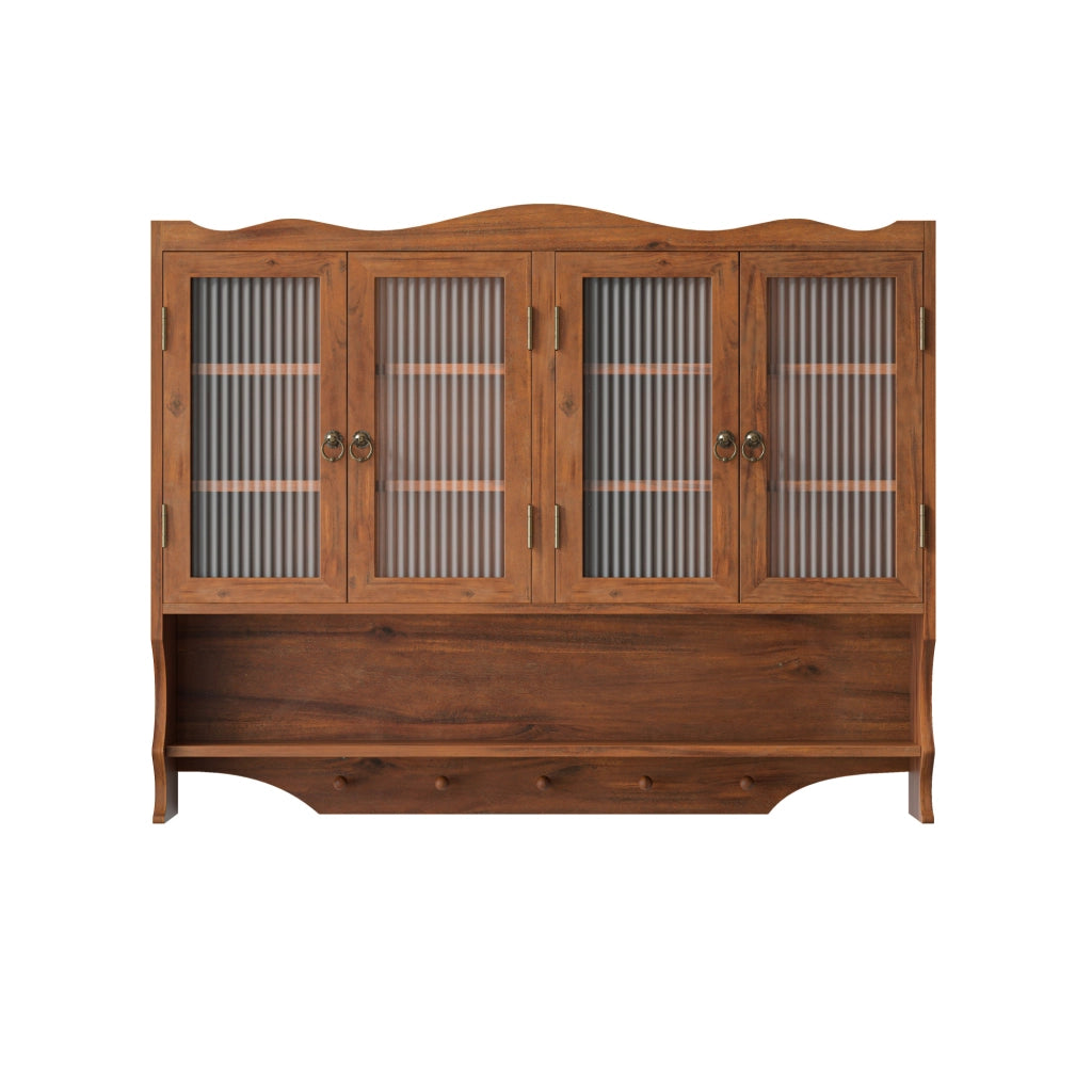 Mobile contenitore in legno e vetro marrone, 100 x 20 x 80 cm