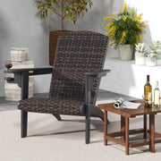 Sedia Adirondack da Patio, Sedia in Rattan con Seduta Imbottita, Braccioli Ergonomici, Porta Tazza Rotante, Poltrona da Lounge in HDPE per Esterni per Giardino, Cortile, Terrazza (Nero)