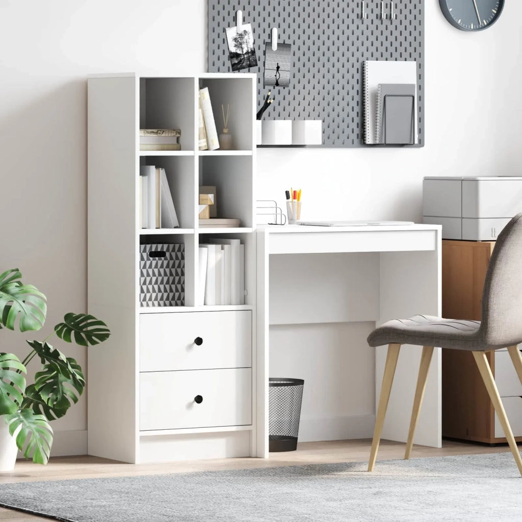 Scrivania con cassetto con lo scaffale 2 pcs Bianco 3337305