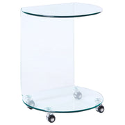 Tavolino trasparente in vetro temperato 57 x 45 cm con ruote Stile minimalista Soggiorno