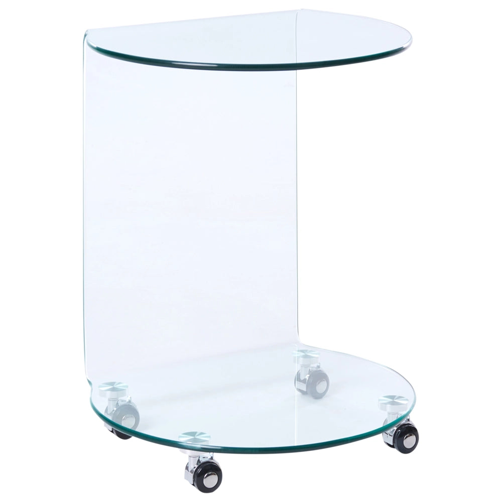 Tavolino trasparente in vetro temperato 57 x 45 cm con ruote Stile minimalista Soggiorno