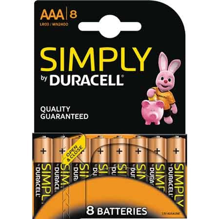 PILE 'SIMPLY' MINISTILO SERIE 8 Blister 8 Pezzi - 10 pezzi- DURACELL