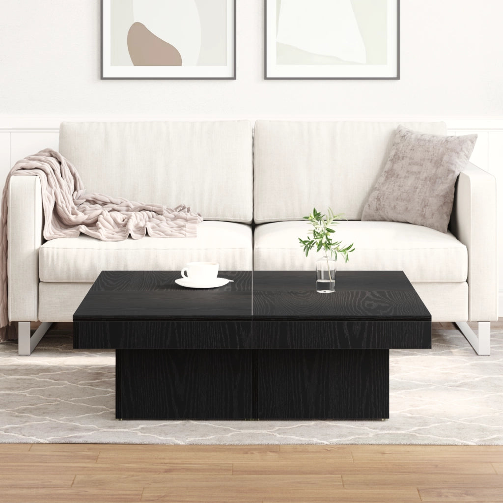 Tavolino da caffÃ¨  Nero Rovere 90x90x28 cm in legno ingegnerizzato