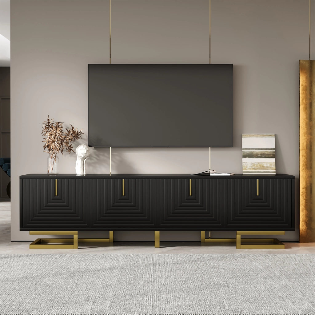 OKWISH Mobile TV con 4 Ante, Ripiani Interni, Cerniere Ammortizzate e Piedini Regolabili, 160 x 38 x 44.5 cm