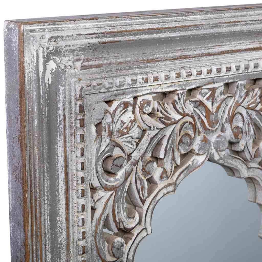 Specchio in legno invecchiato bianco 60x5x107
