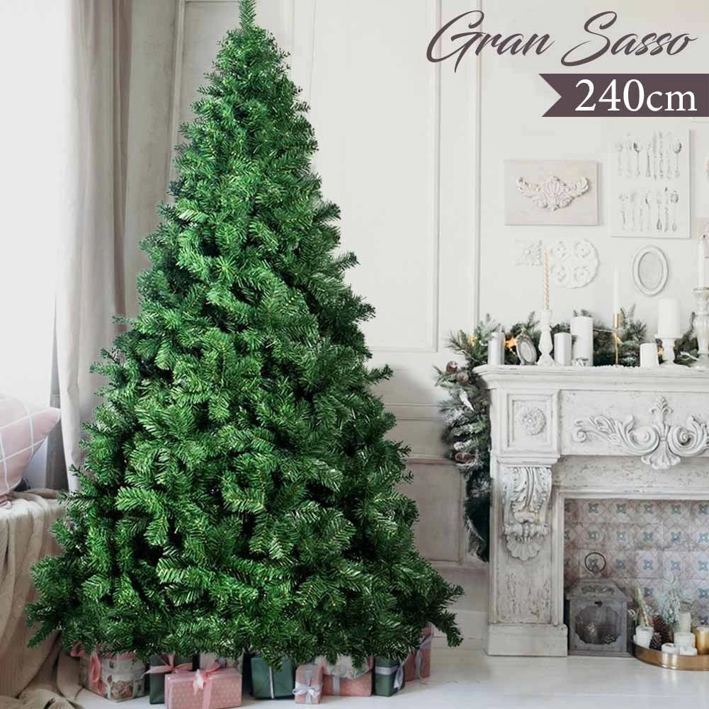 Albero Di Natale 240cm Gran Sasso Super Folto 2049 Rami Pino Verde Base a Croce