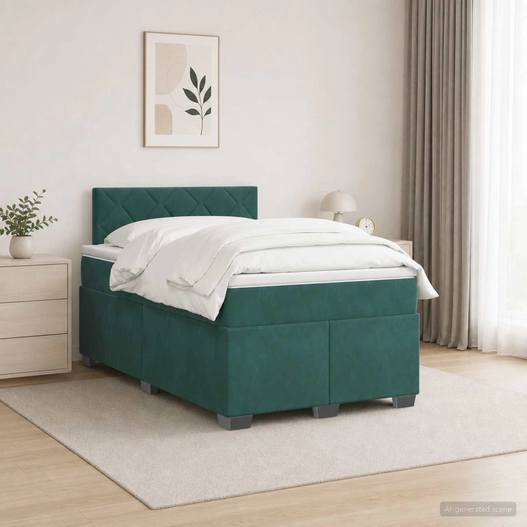 Letto box spring con materasso Verde Scuro 120 x 190 cm Velluto 3450683