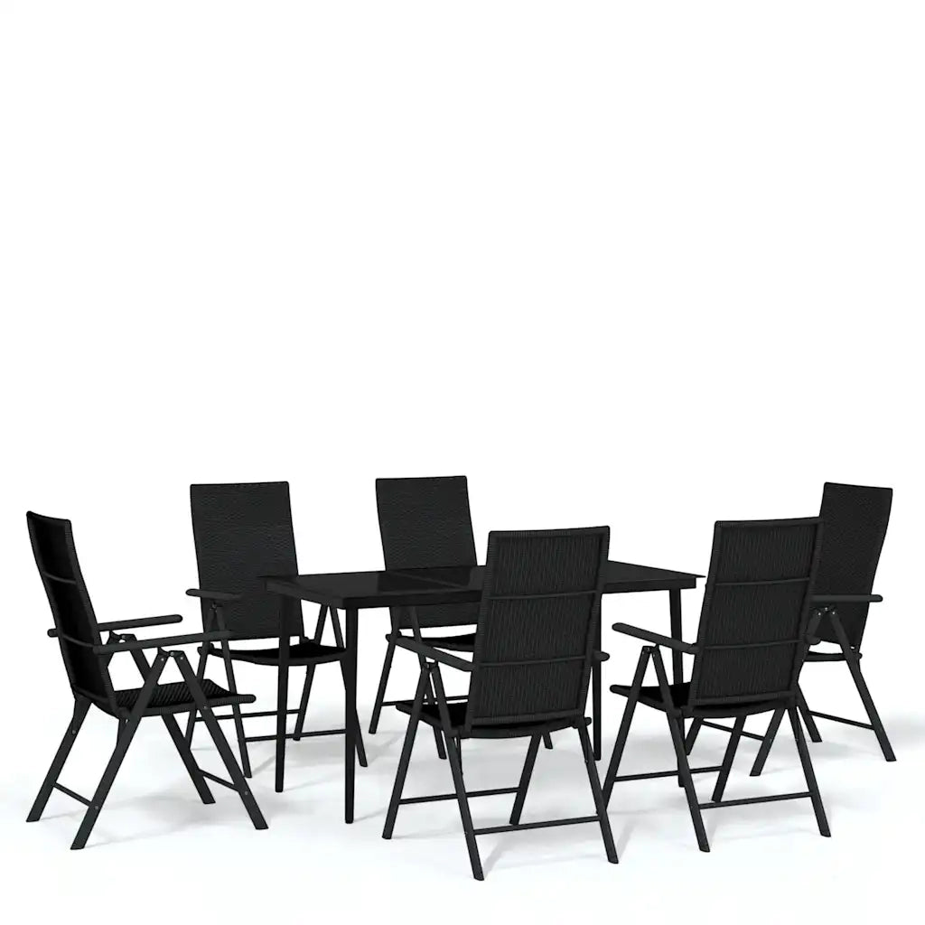 Set Mobili da Pranzo per Giardino 7 pz Nero cod mxl 36963