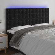 Testiera a LED Nera 200x5x118/128cm in Velluto 3122926